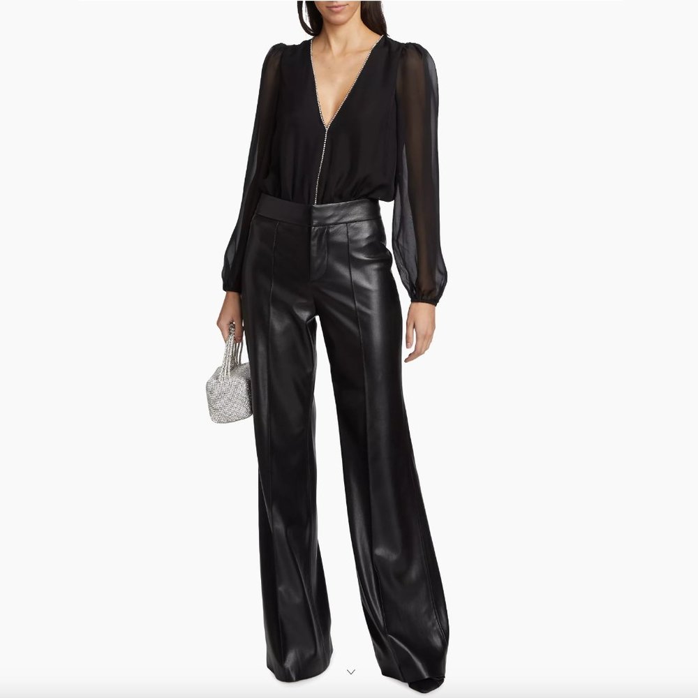 NWT Cami NYC Ingrid Crystal Bodysuit in Black. Size XS